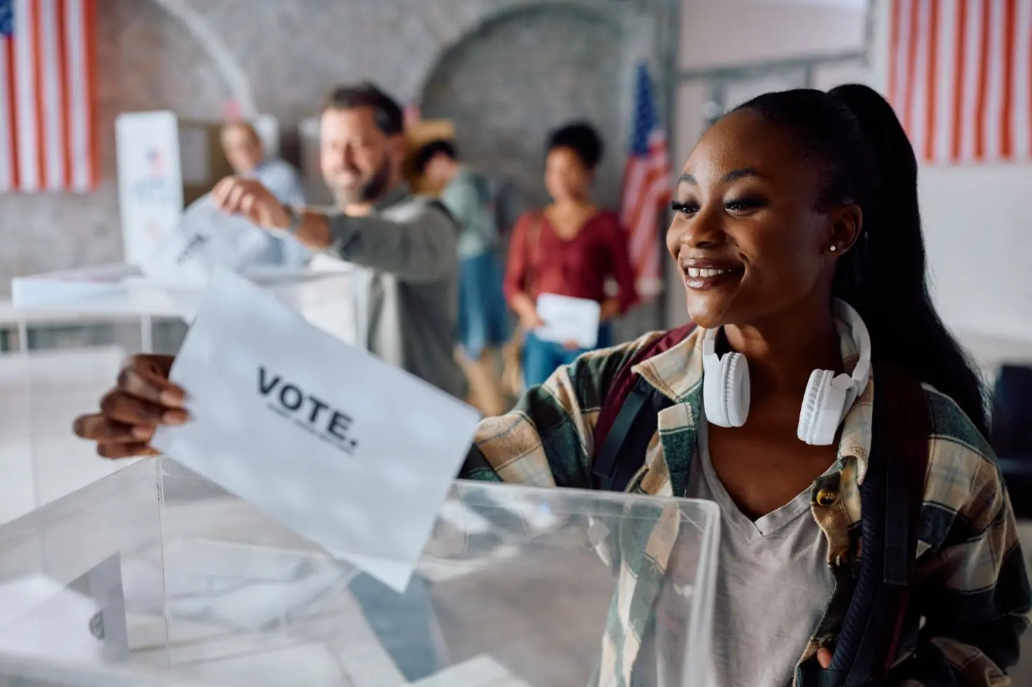 Young woman voting